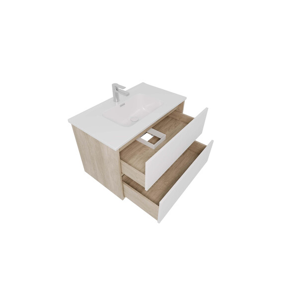 Тумба подвесная с раковиной-столешницей Aquatek Либра 80 см AQ66080-DO-MW, дуб Давос/белый матовый - фото 5