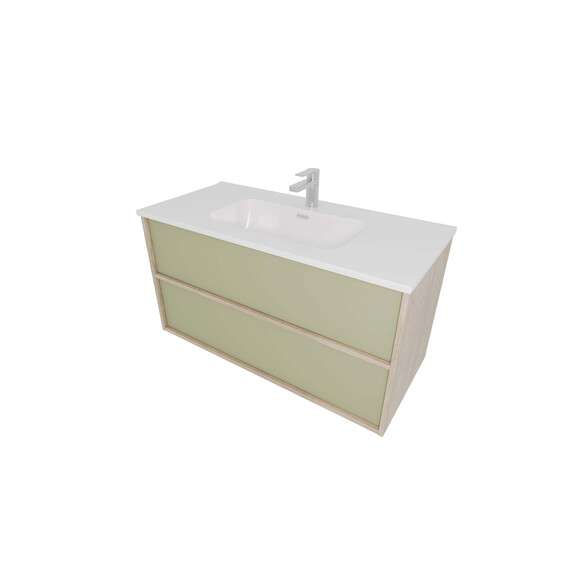 Тумба подвесная с раковиной-столешницей Aquatek Либра 100 см AQ66100-DO-GS, дуб Давос/шалфей зелёный - фото 3