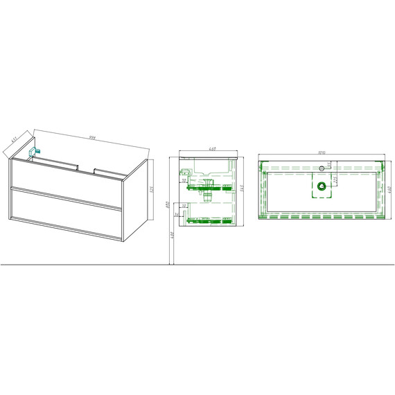 Тумба подвесная с раковиной-столешницей Aquatek Либра 100 см AQ66100-DO-GS, дуб Давос/шалфей зелёный - фото 12