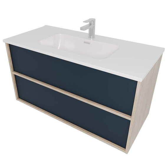 Тумба подвесная с раковиной-столешницей Aquatek Либра 100 см AQ66100-DO-MG, дуб Давос/серый матовый - фото 