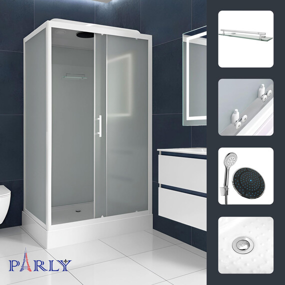 Душевая кабина Parly Bett 120х80 см BETT120, белый/матовое (безсиликоновая сборка) - фото 3