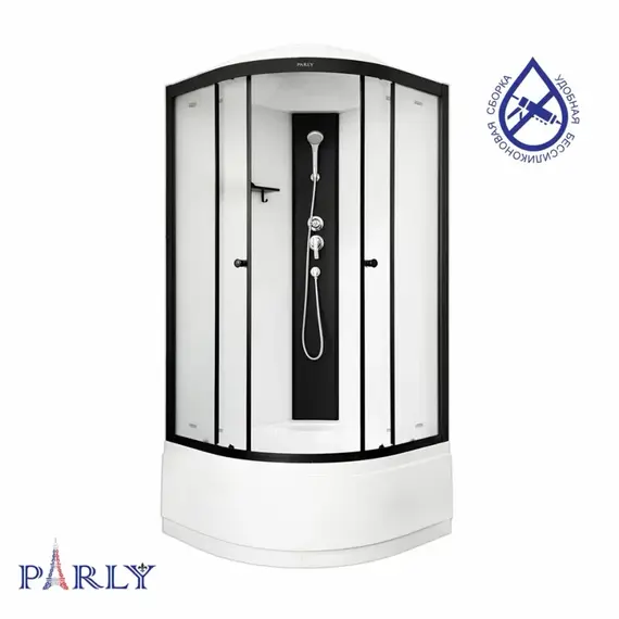 Душевая кабина Parly Bett 80х80 см B821, чёрный/матовое (безсиликоновая сборка) - фото 3