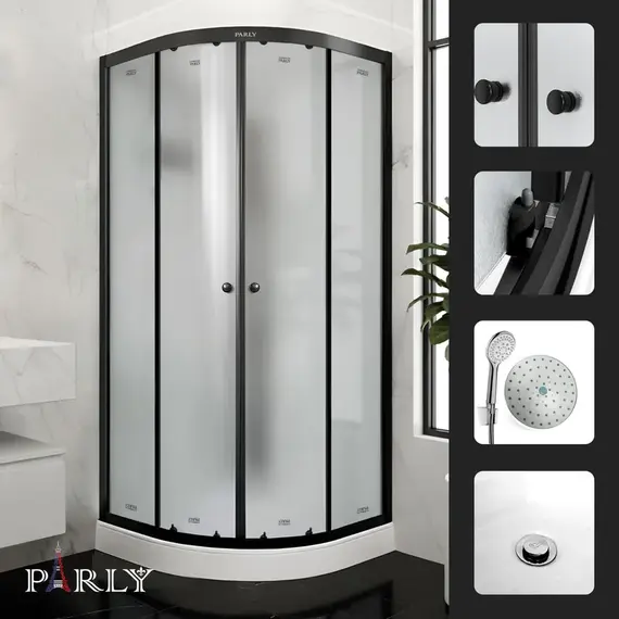 Душевая кабина Parly Bett 80х80 см B831, чёрный/матовое (безсиликоновая сборка) - фото 3
