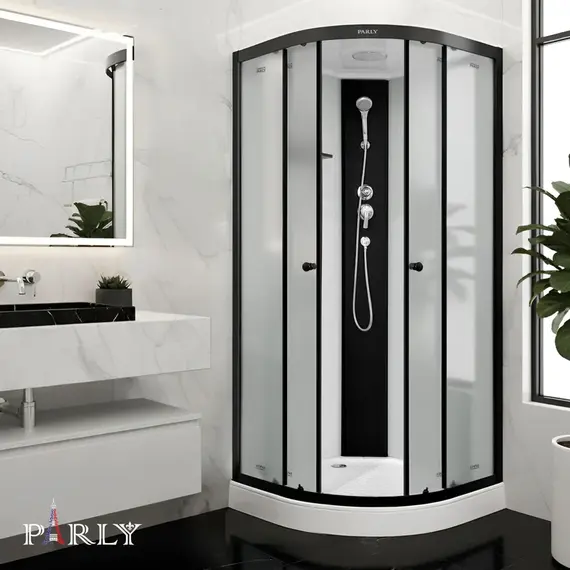 Душевая кабина Parly Bett 80х80 см B831, чёрный/матовое (безсиликоновая сборка) - фото 6