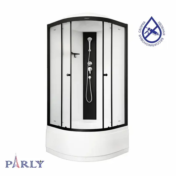 Душевая кабина Parly Bett 90х90 см B921, чёрный/матовое (безсиликоновая сборка) - фото 3