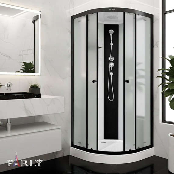 Душевая кабина Parly Bett 90х90 см B931, чёрный/матовое (безсиликоновая сборка) - фото 5