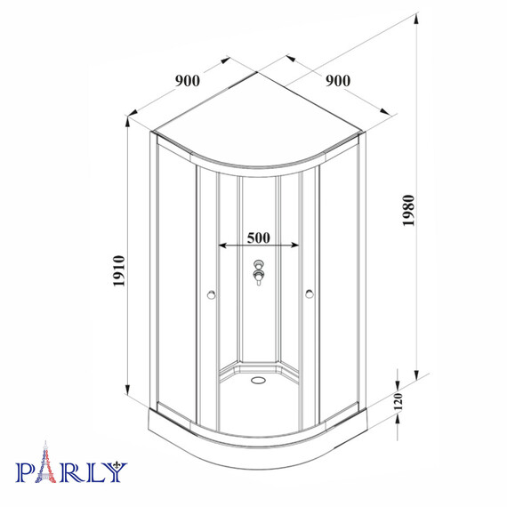 Душевая кабина Parly Bett 90х90 см B931, чёрный/матовое (безсиликоновая сборка) - фото 7