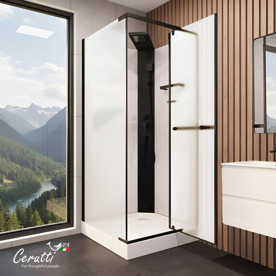 Душевое кабина Ceruttispa MiMi 90x90 см MIMI90BF, чёрный/матовое (безсиликоновая сборка) - фото 6