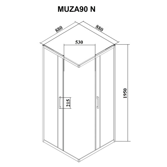 Душевое ограждение Ceruttispa Musa 90x90 см MUZA90N, чёрный матовый/прозрачное - фото 4