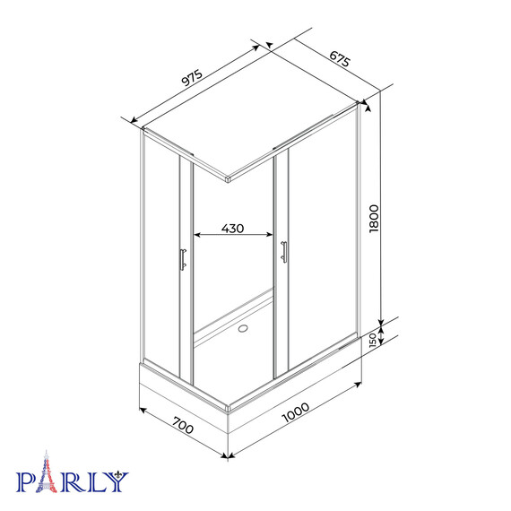 Душевое ограждение Parly QZ 100х70 см QZ71B N, чёрный матовый/прозрачное - фото 6