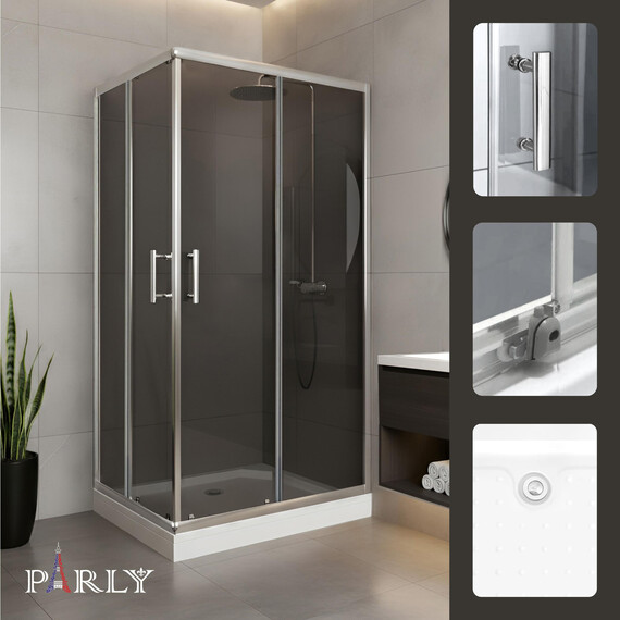 Душевое ограждение Parly QZ 100х70 см QZ71S N, хром/тонированное - фото 3