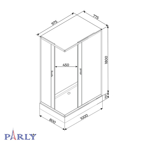 Душевое ограждение Parly QZ 100х80 см QZ81B N, чёрный матовый/прозрачное - фото 5