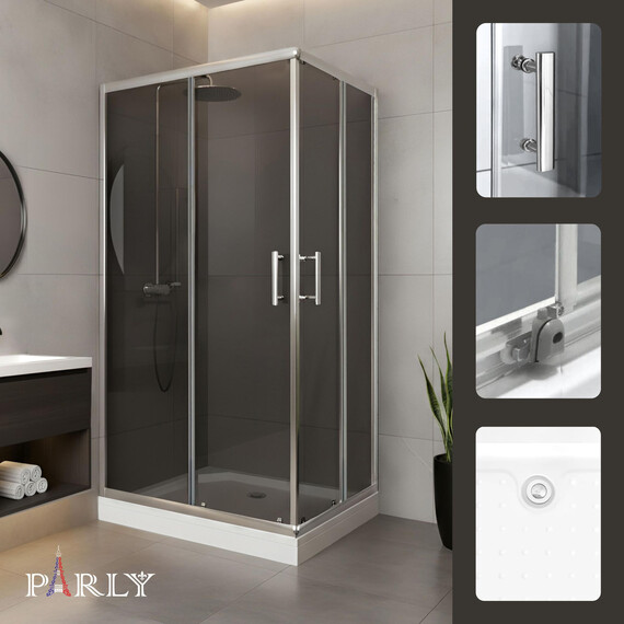 Душевое ограждение Parly QZ 100х80 см QZ81S N, хром/тонированное - фото 2