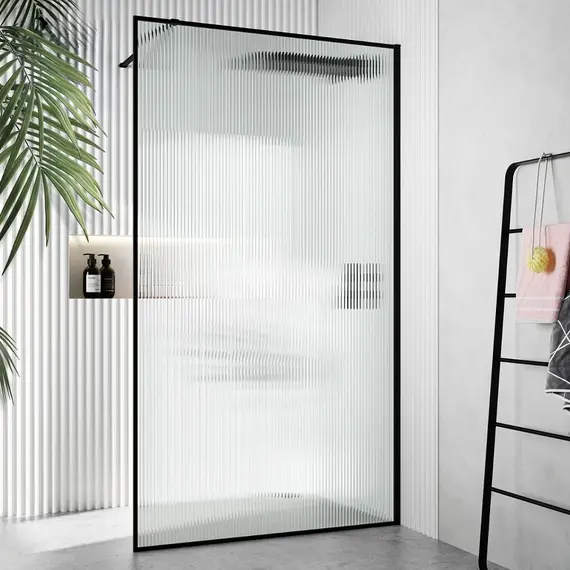 Душевая перегородка Ceruttispa Strip 100х190 см T100, чёрный/рифленое - фото 