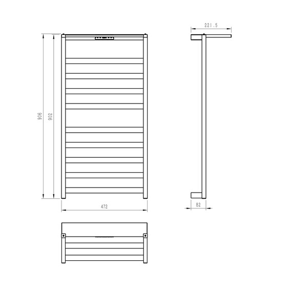 Полотенцесушитель электрический Wonzon & Woghand Frankfurt с полкой П12 472x906 мм WW-A1029-MB, чёрный матовый - фото 6