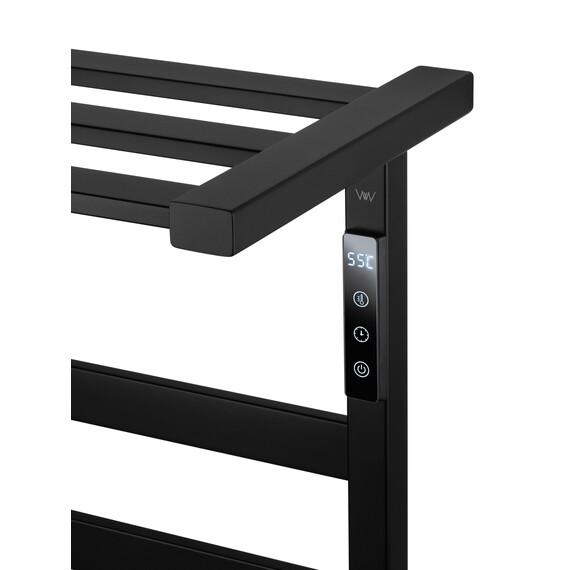 Полотенцесушитель электрический Wonzon & Woghand Frankfurt с полкой П12 472x906 мм WW-A1029-MB, чёрный матовый - фото 4