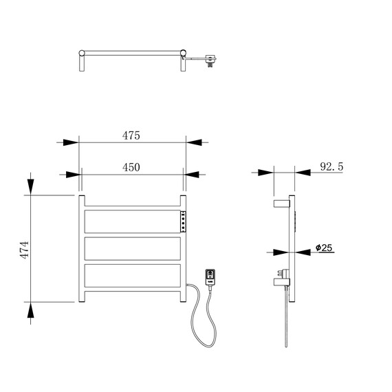 Полотенцесушитель электрический Wonzon & Woghand Bonn П4 450x474 мм WW-AL404-BG, брашированное золото - фото 3