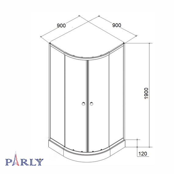Душевое ограждение Parly ZF 90х90 см ZF911B, чёрный/матовое - фото 7