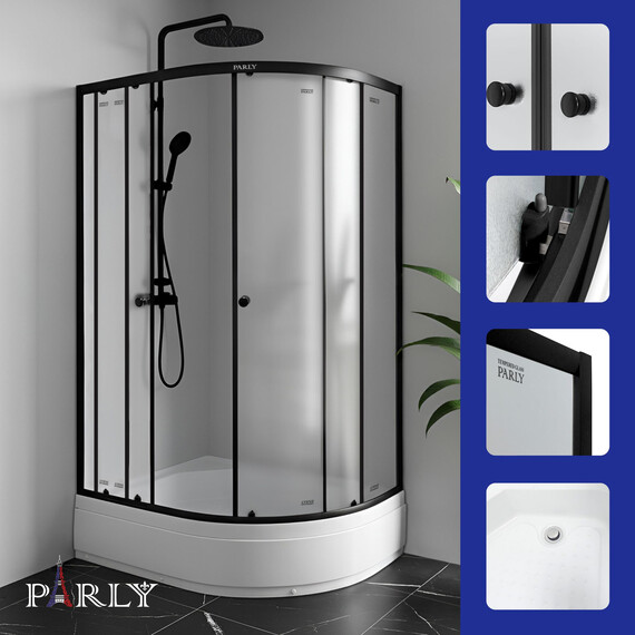 Душевое ограждение Parly ZFM 120х80 см ZFM1201B L, чёрный/матовое - фото 3