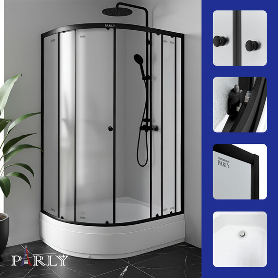 Душевое ограждение Parly ZFM 120х80 см ZFM1201B R , чёрный/матовое - фото 3