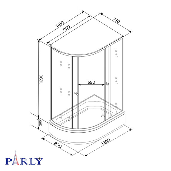 Душевое ограждение Parly ZFM 120х80 см ZFM1201B R , чёрный/матовое - фото 7