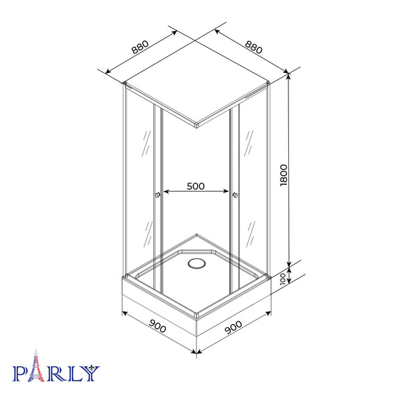 Душевое ограждение Parly ZQ 90х90 см ZFQ911B, чёрный/прозрачное - фото 7