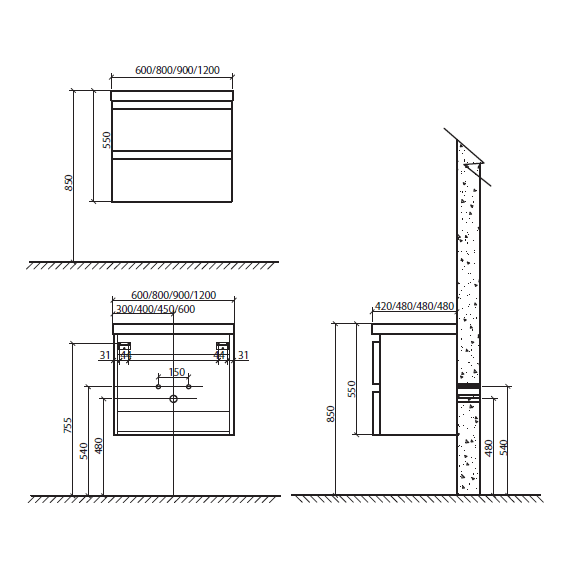 Тумба подвесная с раковиной BelBagno ENERGIA-N-600-2C-SO-BL 60 см, белый - фото 5