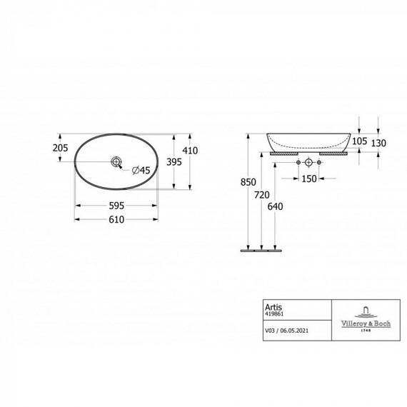 Раковина-чаша Villeroy&Boch Artis 61 см 41986101 - фото 14