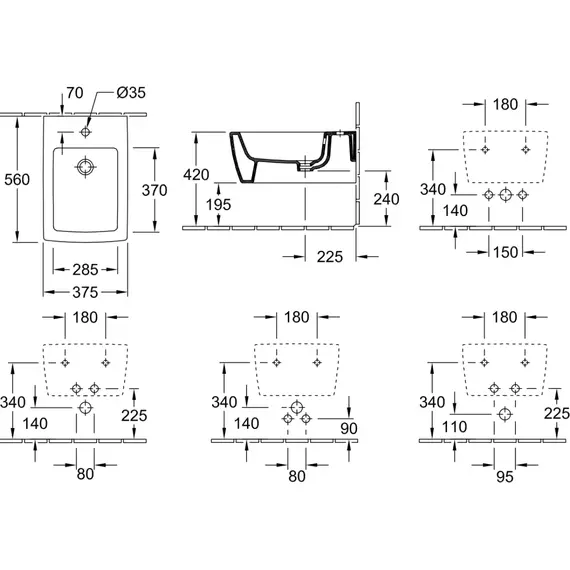 Биде подвесное Villeroy&Boch Memento 443300R7, чёрный матовый - фото 7