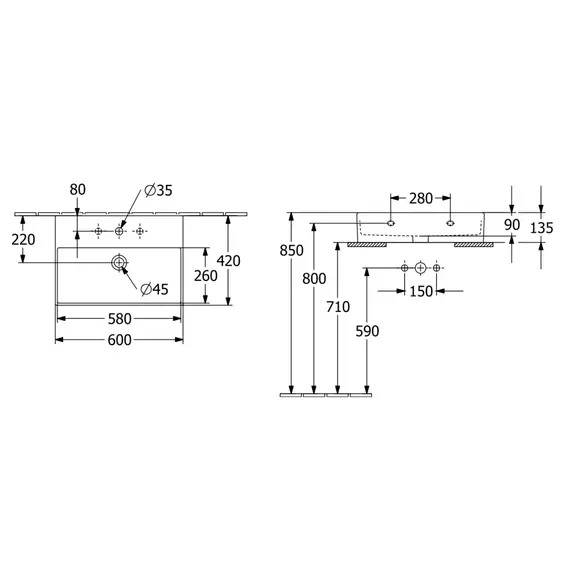 Раковина подвесная Villeroy & Boch Memento 2.0 60 см 4A226LR7 (CeramicPlus) чёрный матовый - фото 9