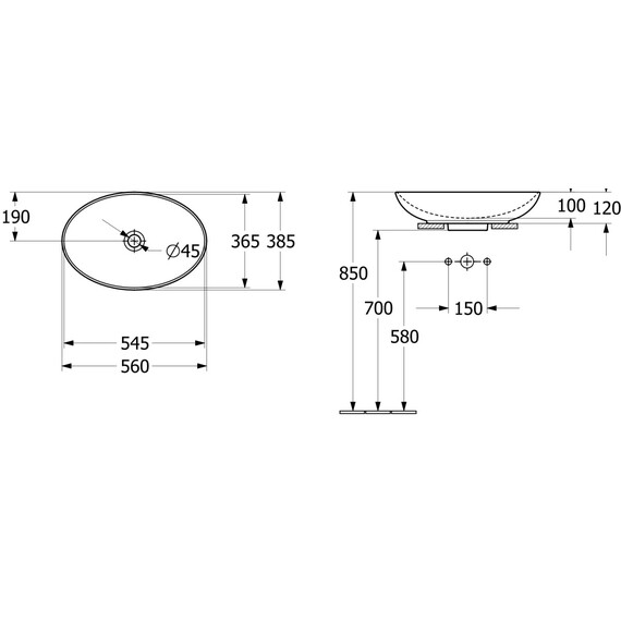 Раковина-чаша Villeroy&Boch Loop & Friends 56 см 4A470101 (CeramicPlus) чёрный матовый - фото 8
