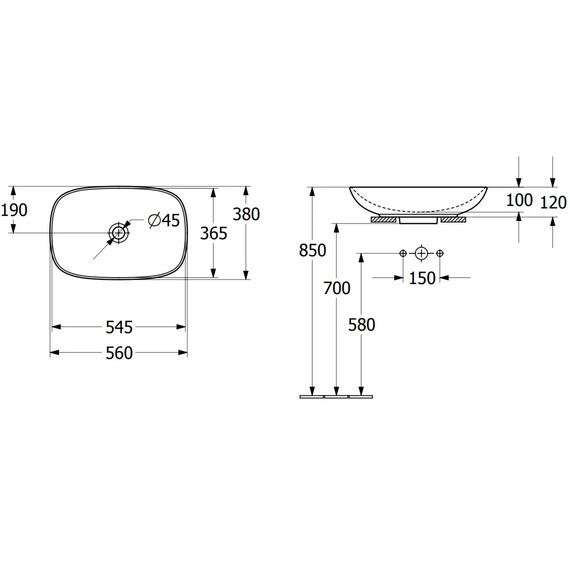 Раковина-чаша Villeroy&Boch Loop & Friends 56 см 4A4901I4 (CeramicPlus) графит - фото 8