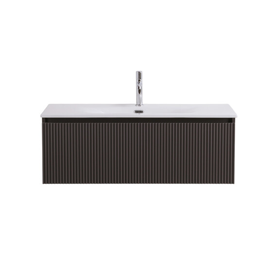 Тумба подвесная с раковиной-столешницей BelBagno 100 см UNO-1000-1C-SO-GSO (раковина BB-8099-100) тёмно-серый матовый - фото 