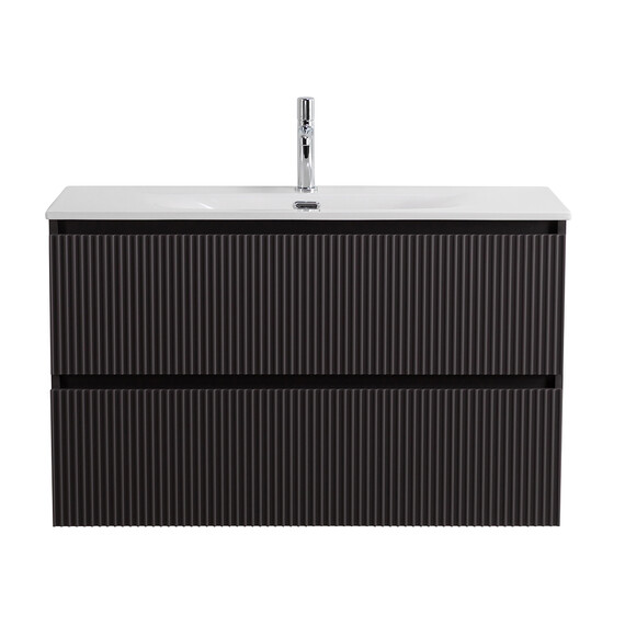 Тумба подвесная с раковиной-столешницей BelBagno 100 см UNO-1000-2C-SO-GSO (раковина BB-8099-100) тёмно-серый матовый - фото 