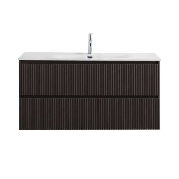 Тумба подвесная с раковиной BelBagno 120 см UNO-1200-2C-SO-GSO (раковина CZR-8073-120-1-2) тёмно-серый матовый - фото 