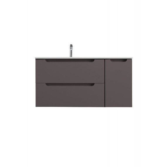 Тумба подвесная с раковиной-столешницей BelBagno 120 см ETNA-1200-2C-1A-SO-GSO-L, тёмно-серый матовый - фото 
