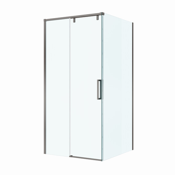 Душевое ограждение BelBagno 100x100 см SOFT_CLOSE-1-A-1-100-C-GM, оружейная сталь/прозрачное - фото 4