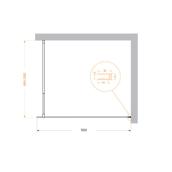 Душевая перегородка BelBagno 110 см KRAFT-L-1-110-C-Cr, хром/прозрачное - фото 4