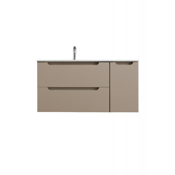 Тумба подвесная с раковиной-столешницей BelBagno 100 см ETNA-1000-2C-1A-SO-CO-L, бежевый матовый - фото 