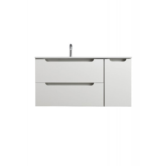 Тумба подвесная с раковиной-столешницей BelBagno 100 см ETNA-1000-2C-1A-SO-BO-L, Bianco Opaco - фото 