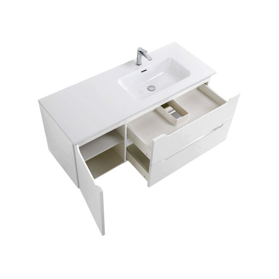 Тумба подвесная с раковиной-столешницей BelBagno 120 см ETNA-1200-2C-1A-SO-BO-R, Bianco Opaco - фото 