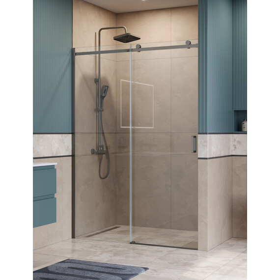 Душевая дверь BelBagno 140 см SOFT_CLOSE-2-BF-1-140-C-GM, оружейная сталь/прозрачное - фото 