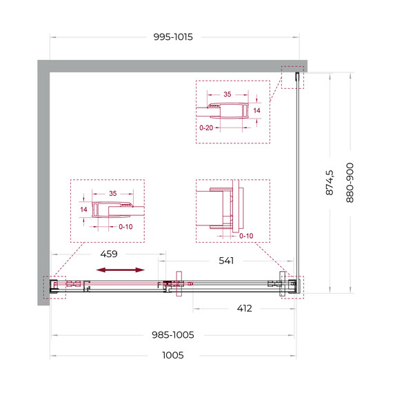 Душевое ограждение BelBagno 100x90 см SOFT_CLOSE-1-AH-1-100/90-C-GM, оружейная сталь/прозрачное - фото 11