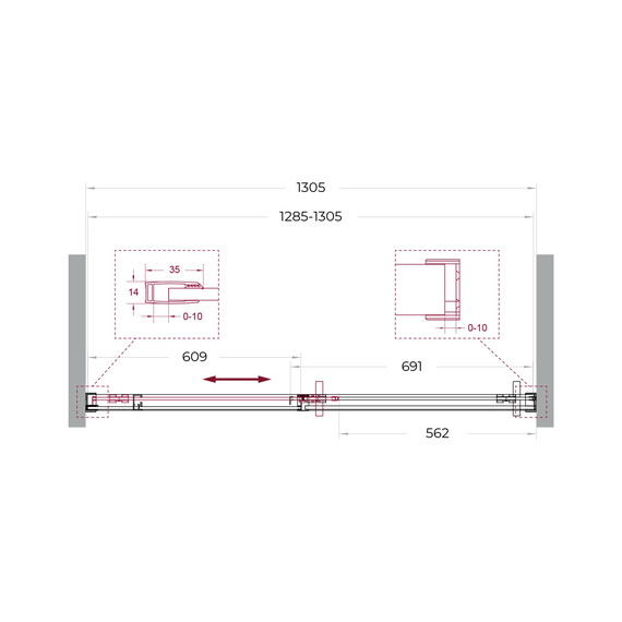 Душевая дверь BelBagno 130 см SOFT_CLOSE-1-BF-1-130-C-GM, оружейная сталь/прозрачное - фото 11