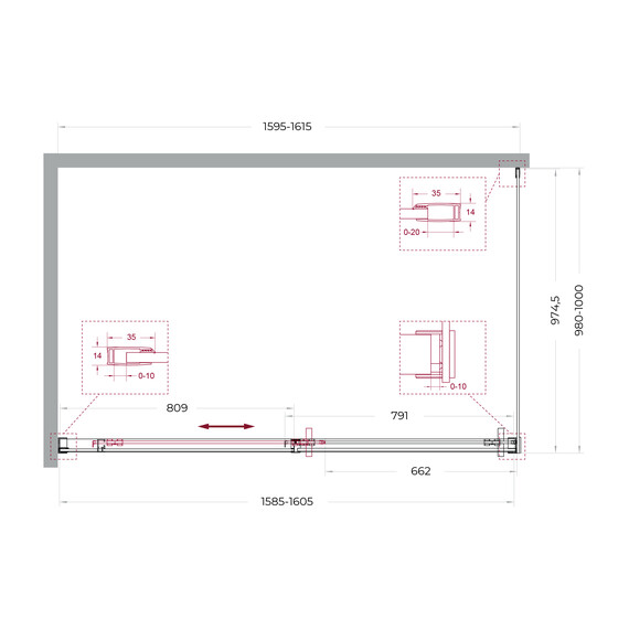 Душевое ограждение BelBagno 160x100 см SOFT_CLOSE-1-AH-1-160/100-C-GM, оружейная сталь/прозрачное - фото 11