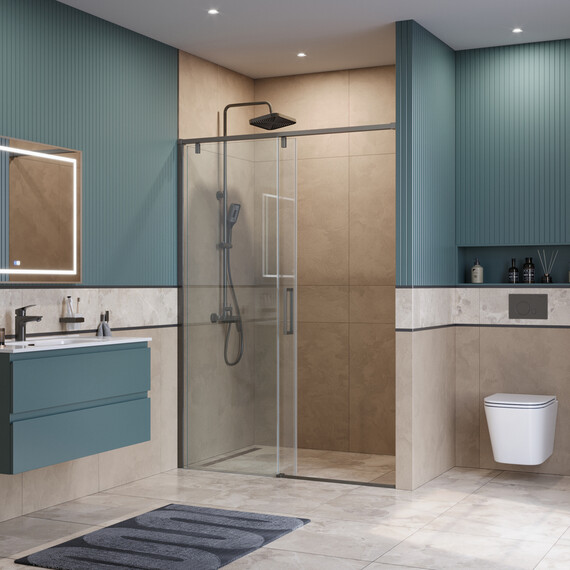 Душевая дверь BelBagno 140 см SOFT_CLOSE-1-BF-1-140-C-GM, оружейная сталь/прозрачное - фото 3