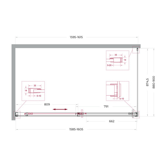 Душевое ограждение BelBagno 160x90 см SOFT_CLOSE-1-AH-1-160/90-C-GM, оружейная сталь/прозрачное - фото 11
