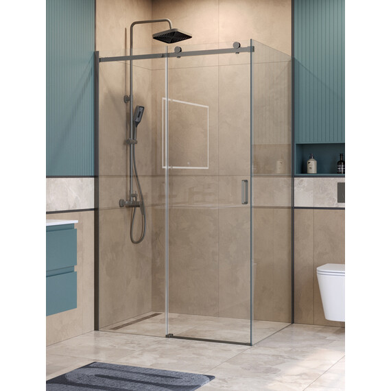 Душевое ограждение BelBagno 130x90 см SOFT_CLOSE-2-AH-1-130/90-C-GM, оружейная сталь/прозрачное - фото 