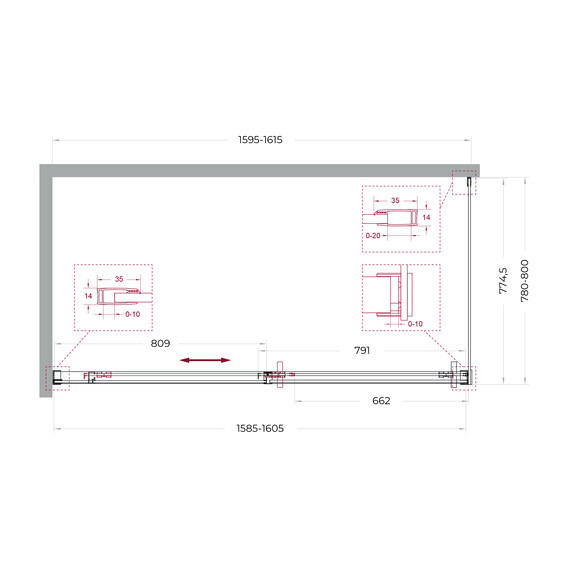 Душевое ограждение BelBagno 160x80 см SOFT_CLOSE-1-AH-1-160/80-C-GM, оружейная сталь/прозрачное - фото 11