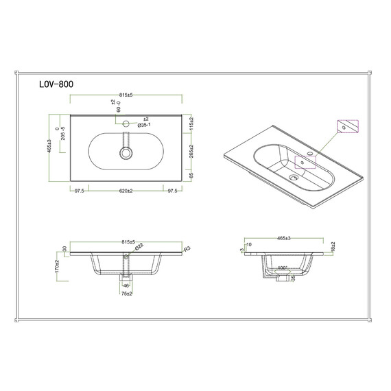Тумба подвесная с раковиной BelBagno 80 см ETNA-800-2C-SO-CO (раковина LOV-800-LVB) бежевый матовый - фото 5